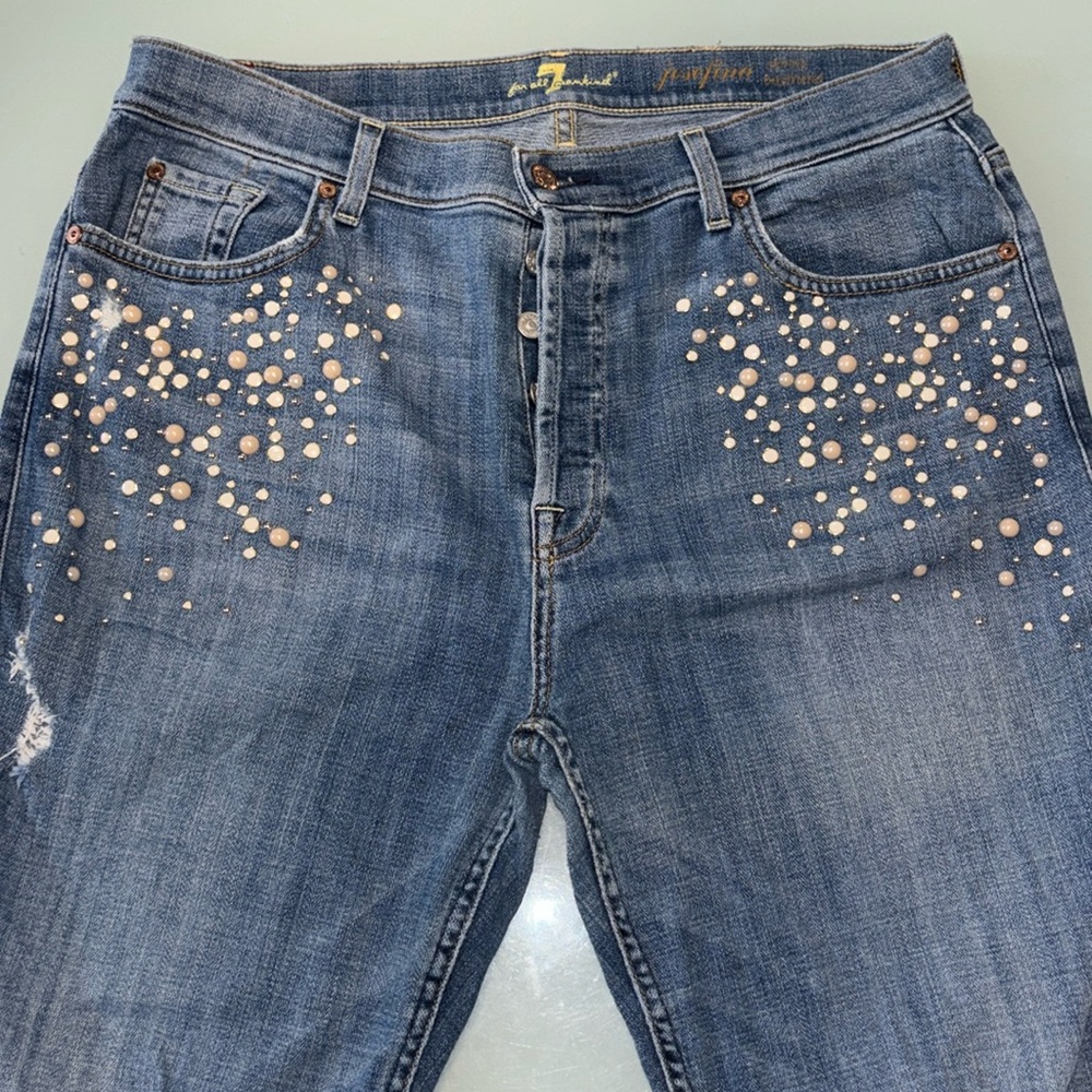 7 for all mankind Blue Embellished Women's Jeans 31